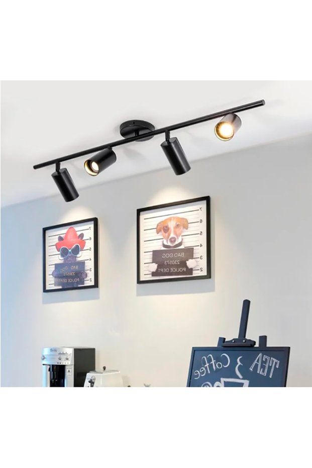 Spot Modern Design Black Color Spot Row Cafe - Kitchen 4-Piece Chandelier with White Bulb