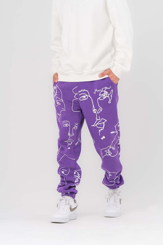 Face Bel ve Paça Lastikli Şardonlu Eşofman Alt - 1