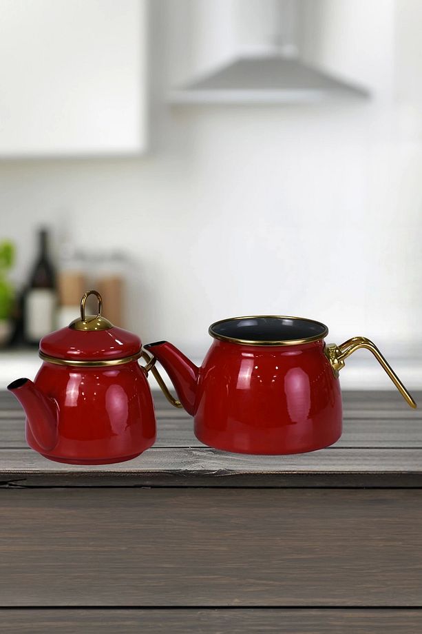 Red Mini Model Emaye Çaydanlık - 3