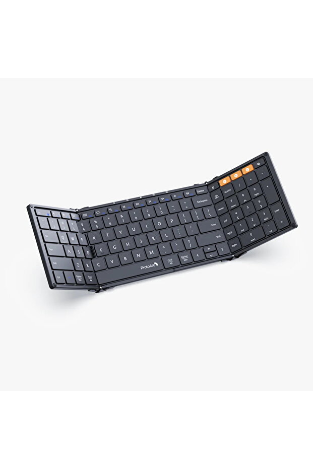 black Folding Keyboards with Numeric Keypad Bluetooth Wireless Portable Silm Full-SizeT Foldable Key - 1