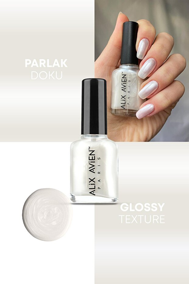 Alix Avien Sedefli Beyaz Oje 28 - Yüksek Pigmentli Uzun Süreli Kalıcılık Hızlı Kuruma - Nail Lacquer 28