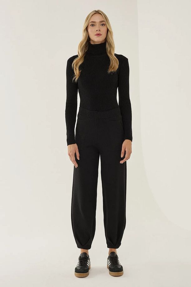 Yüksek Bel Triko Jogger Pantolon - 1