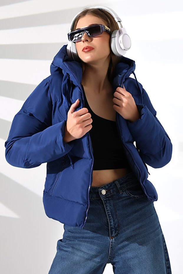 Kadın Kapüşonlu Şişme Mont - 1