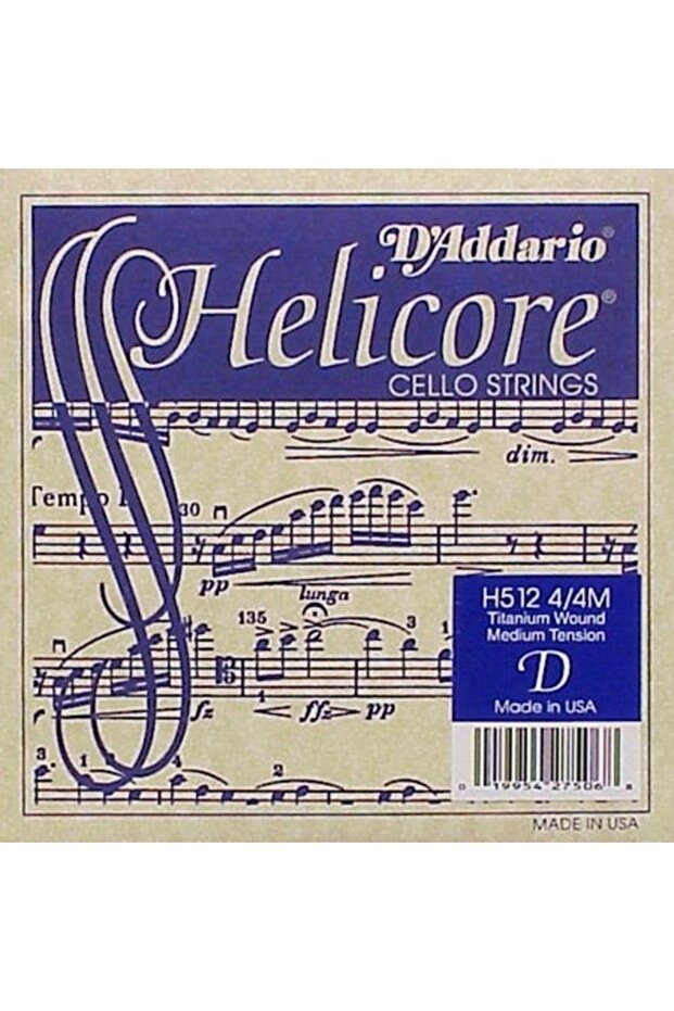 H512 سلك تشيللو فردي، هيليكور، D-RE، طويل المدى، متوسط Cello Tel Helicore Cello 44 D-Re Me