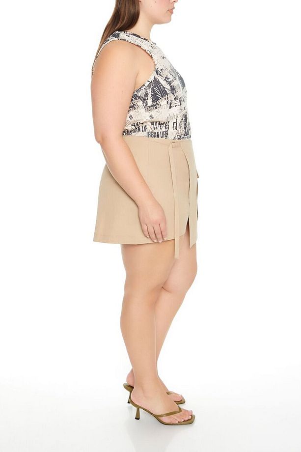 Plus Size Mini Kargo Şort Etek - 4