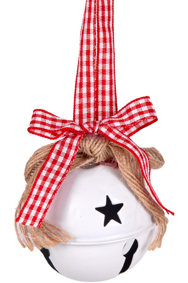 Christmas Ornament, Christmas Ball, Bell, White - 5.5 cm