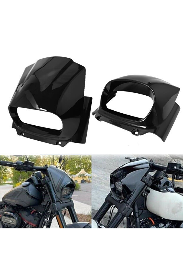 Motorcycle Light Black Front Headlight Fairing Cover For Harley M8 Softail Fat Bob FXFB FXFBS 201...