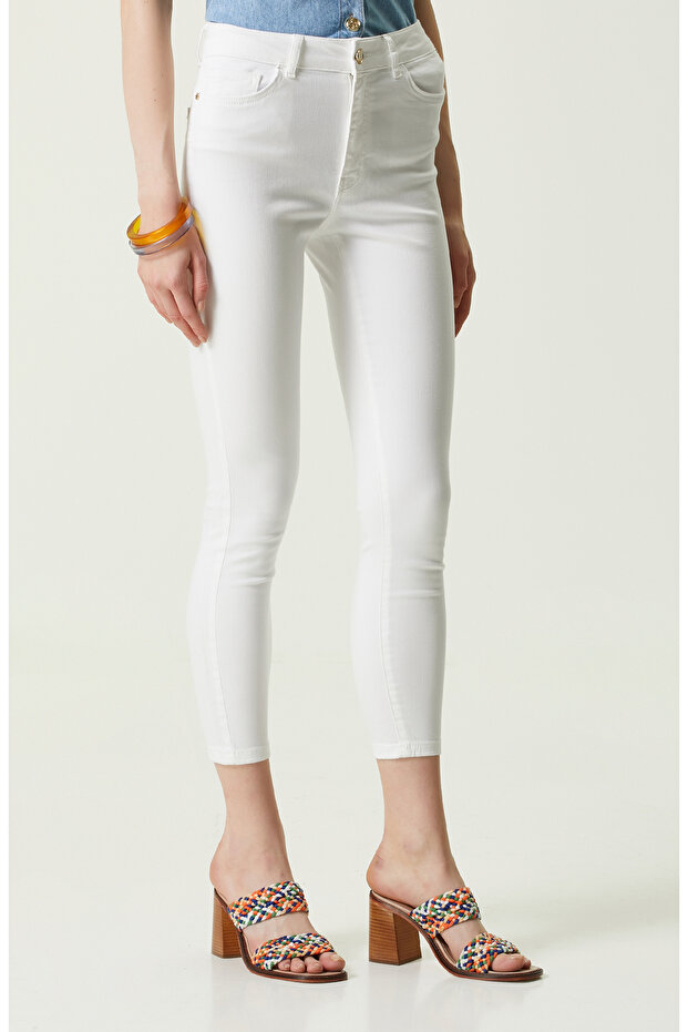 Beyaz Denim Pantolon - 3