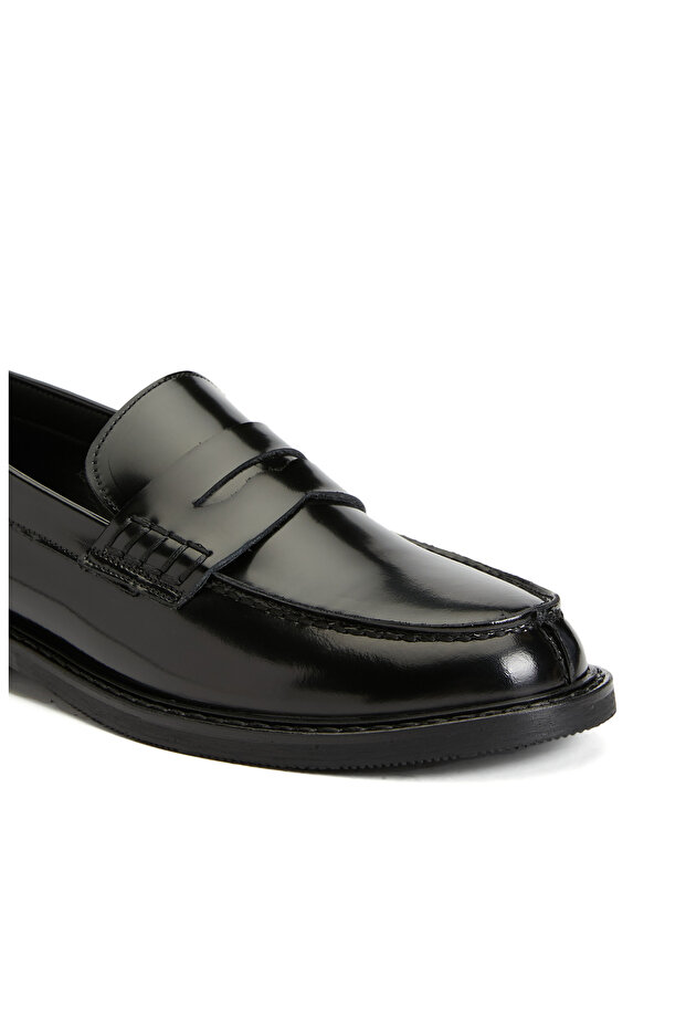 Siyah Kadın Deri Loafer - 6