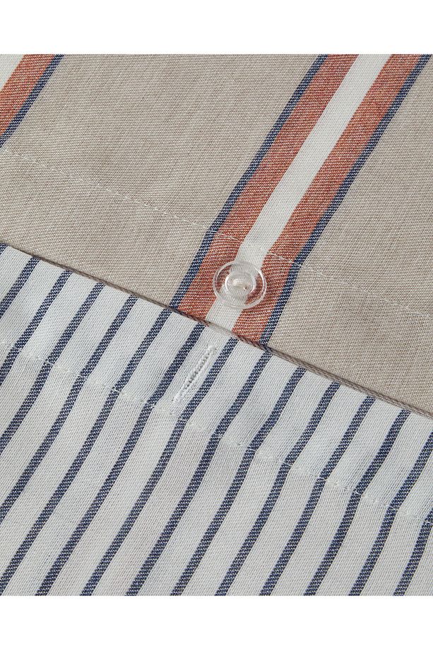 Cool Stripe İpliği Boyalı Tek Kişilik Nevresim Takımı Terracota - Bej - 3