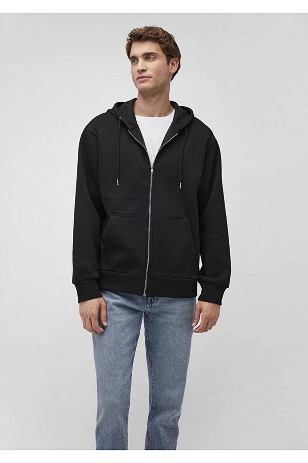 Kapüşonlu Fermuarlı Siyah Basic Sweatshirt 0s10277-900 - 2