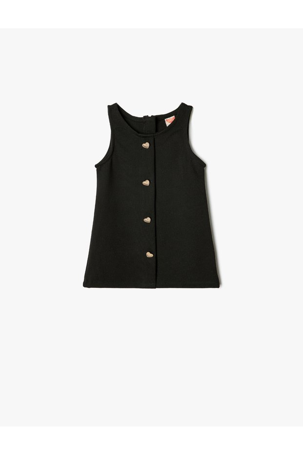 Gilet Dress Round Neck Sweetheart Button Viscose Fabric