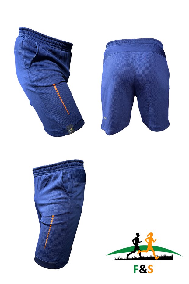 Men's Navy Blue Neon Orange Drop Printed Unlined with Pockets Running Casual Sports Hiking Fitness Shorts
