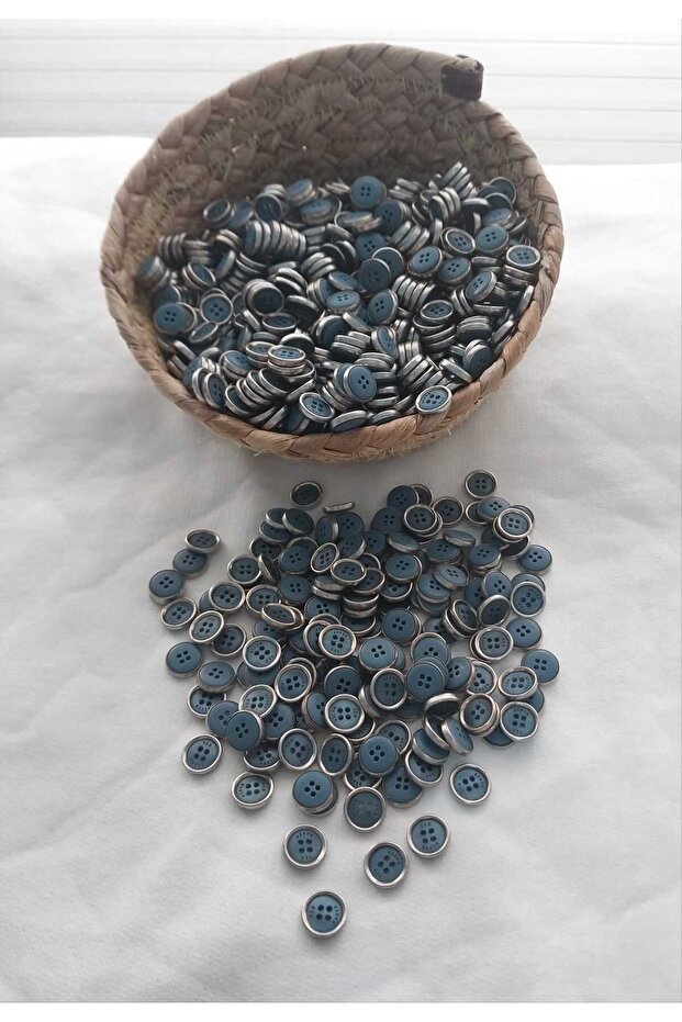 Anthracite Color Metal Framed 1.2 cm Diameter Polyester Button 50 Pieces.