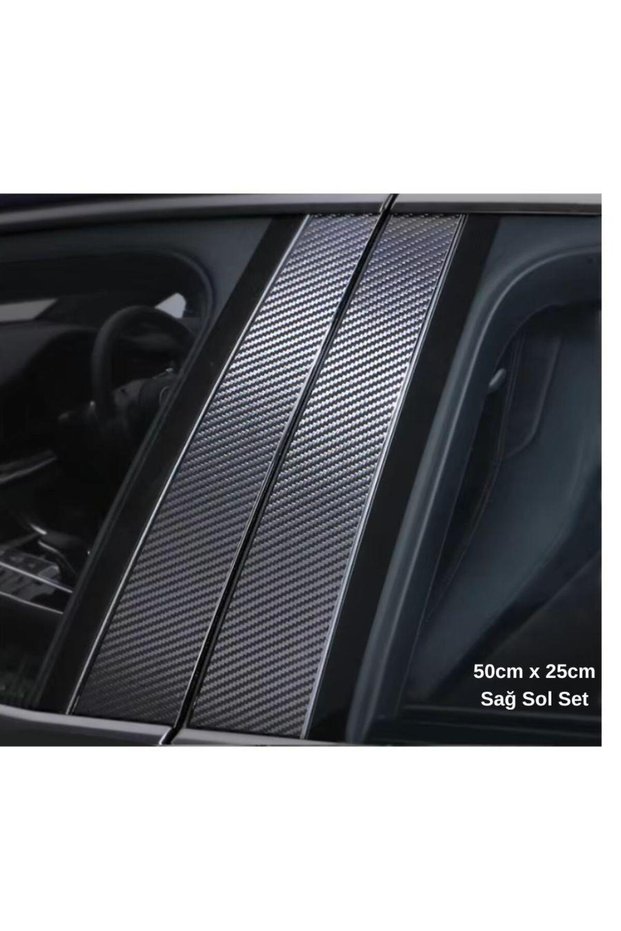 Car Door Post Coating Carbon Foil Sticker Set