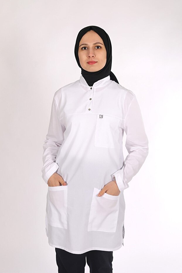 Lycra Nurse Uniform Hijab Single Top White