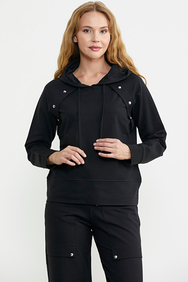 Trening oversize cu glugă - negru - 3