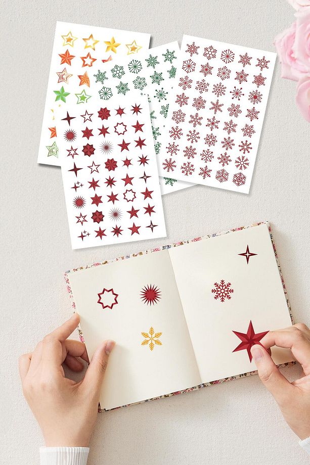 Yılbaşı Sticker, 285 Adet Etiket Seti, Sticker Defteri, Sticker Book, Yılbaşı Süs, Yılbaşı Dekor - 5