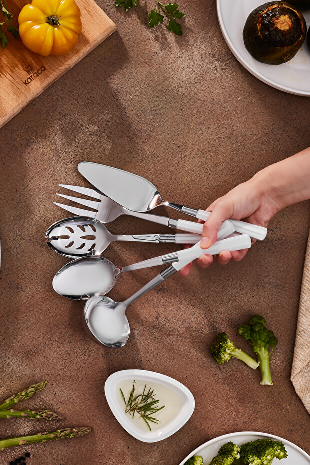 Fluca 5 Parça Servis Seti Beyaz - 4