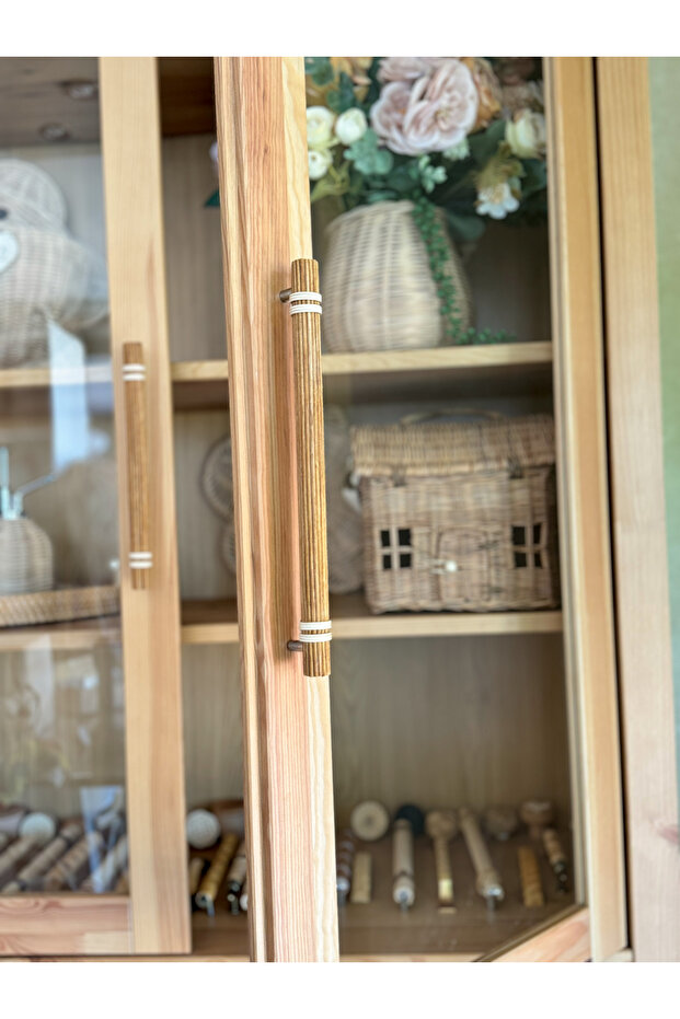 96 mm Rattan Kulp -Dolap Kulp -Çekmece Kulp- Hasır Kulp-meşe renk kulp- 9.6 cm kulp - 4