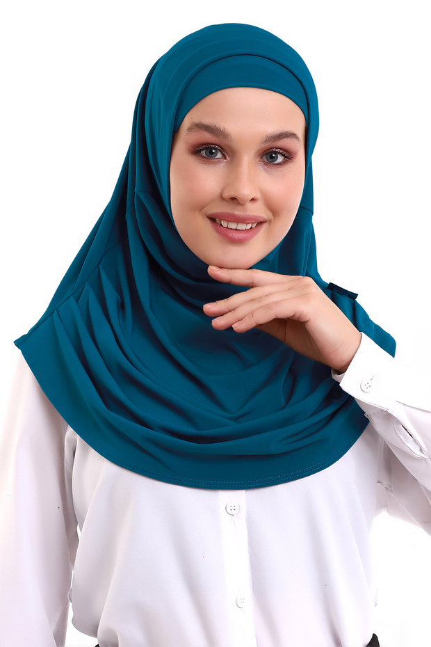 Petrol Adult Boneli Hijab Ready-To-Wear Practical Scarf