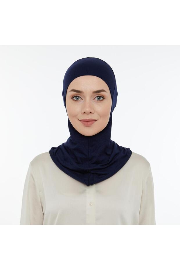 حجاب تيسيتشر بون عملي مع طوق للرقبة باللون الأزرق الداكن