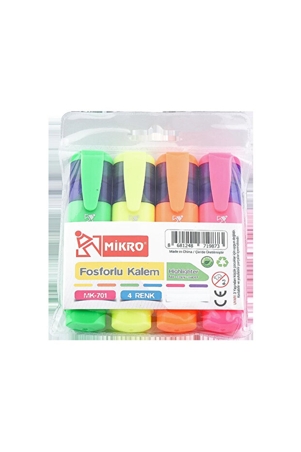 4 Renk Fosforlu Kalem - 1