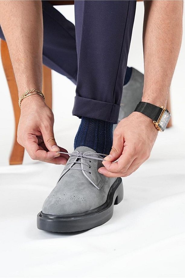 Halet Model Hakiki Deri El Yapımı Erkek Gri Casual Ayakkabı - 5