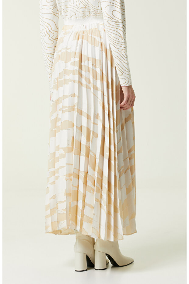 Ekru Midi Boy Etek - 5