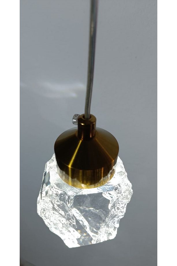 TULİ Tekli Gold Kaplamalı Sarkıt Avize Modern Avize Kristal Cam 3 Renk Avize Led Ampul Şık Tasarım - 2