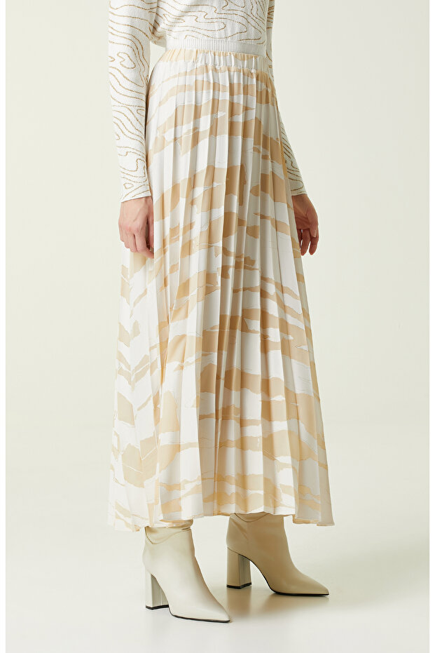 Ekru Midi Boy Etek - 3