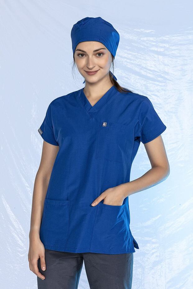 Lycra Bat Sleeve Nurse Jersey Single Top Cobalt Blue