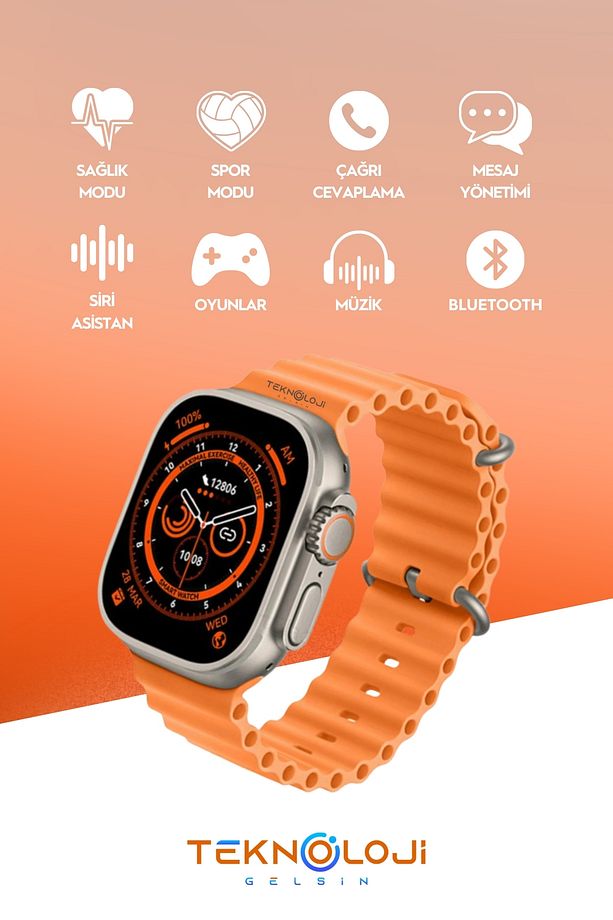 H27 Ultra 3 Akıllı Saat 2,19 ekran Nfc Gps, Bluetooth Kulaklık ve 4 Kordon hediyeli Kombinasyon set - 6