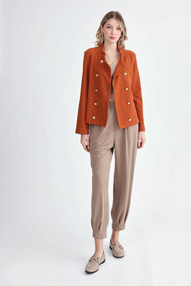 Gold Düğmeli Triko Ceket - 2