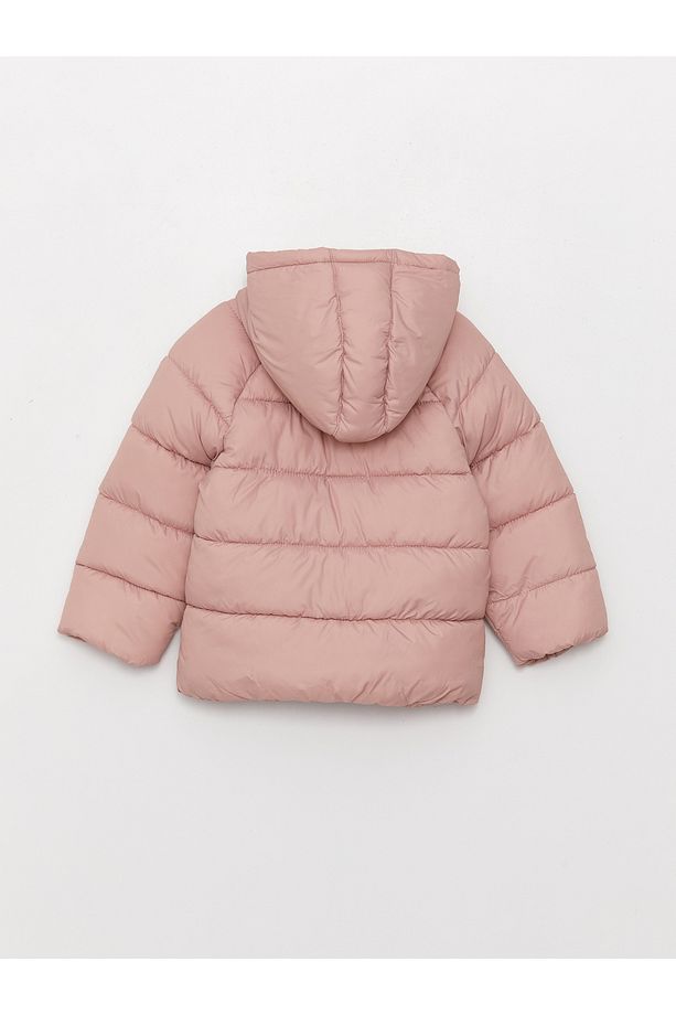 Kapüşonlu Uzun Kollu Basic Kız Bebek Fermuarlı Şişme Mont - 2
