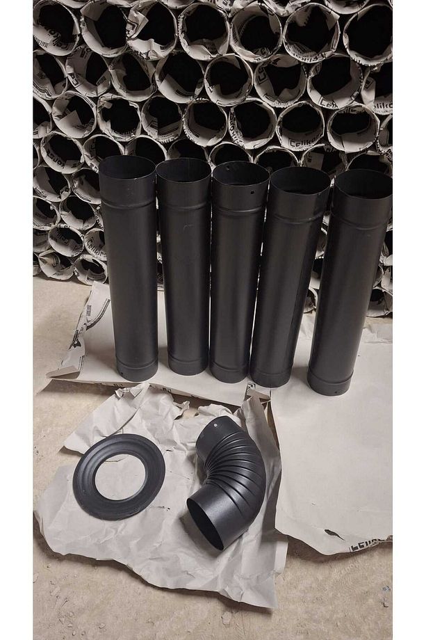 Mat Siyah Emaye Soba (13 Cm Ø ) Borusu 6 Lı Set(ŞÖMİNE İÇİN UYGUN) - 3