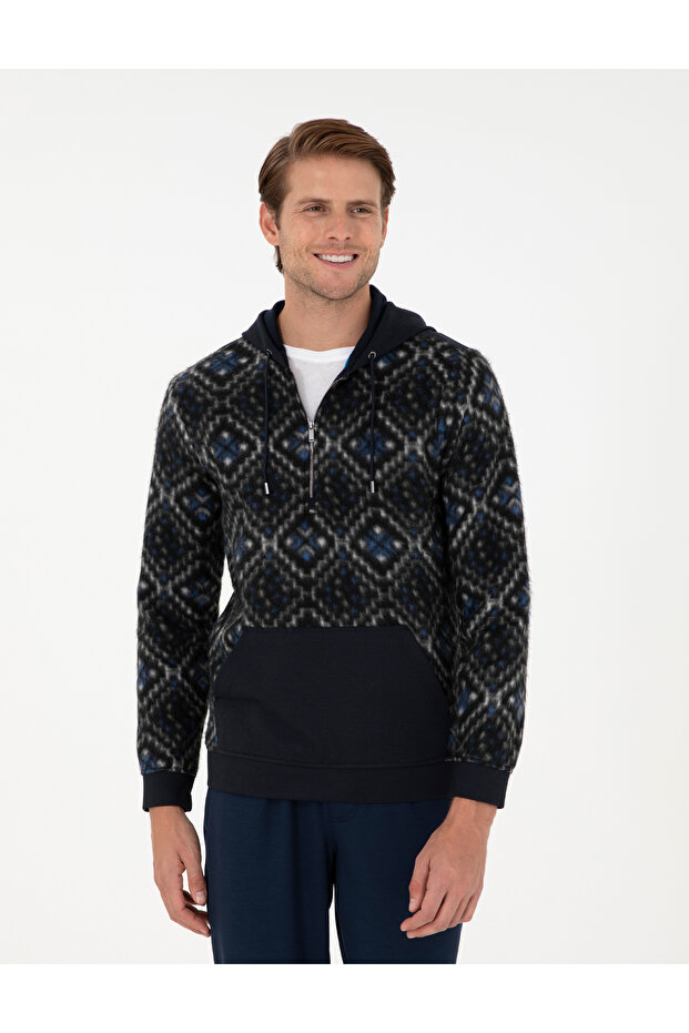 Navy Blue Regular Fit Sweatshirt 50293010-Vr033