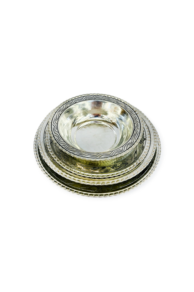 طقم أواني طعام نحاسية مطرزة 24 قطعة - 2