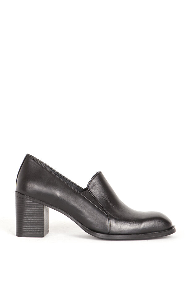Women's Blunt Toe High Heeled Shoes Real Leather Br 44274 Black