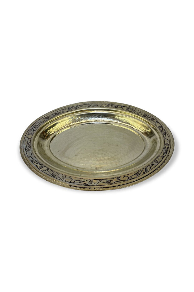 35 cm İşlemeli Bakır Kayık Tabak - 2