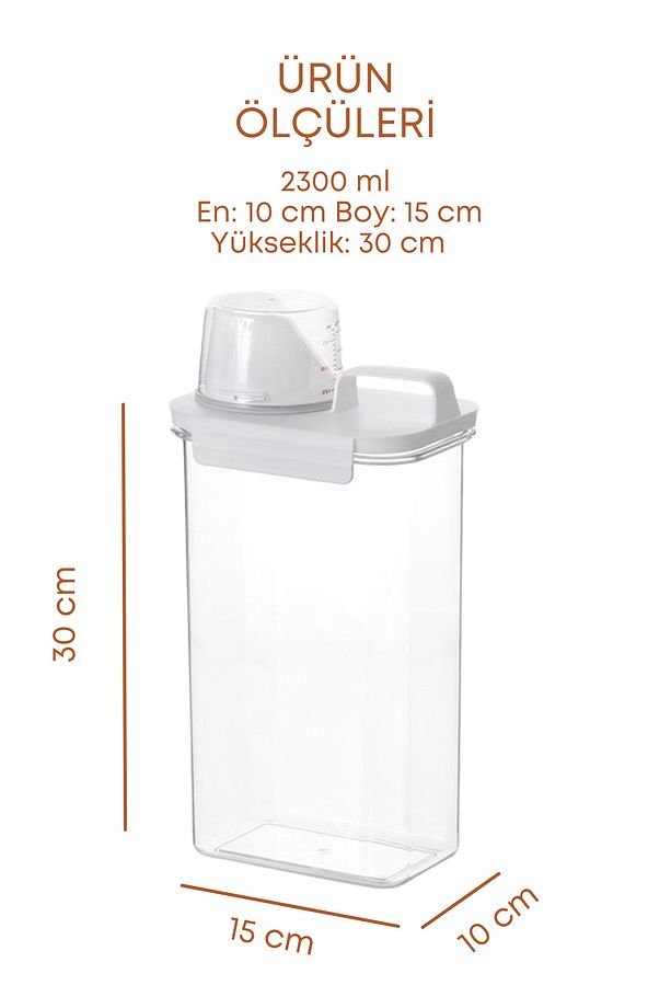 2 Li Sızdırmaz Depolama Sıvı Toz Deterjan Saklama Kutusu- Ölçekli Deterjan Kutusu 1800 ml 2300 ml - 8