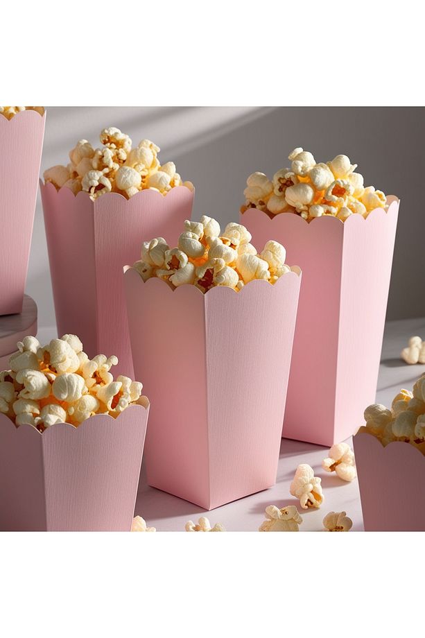 Popcorn Kutusu ( Mısır  - Cips Kutusu ) 8 Adet Pembe - 1