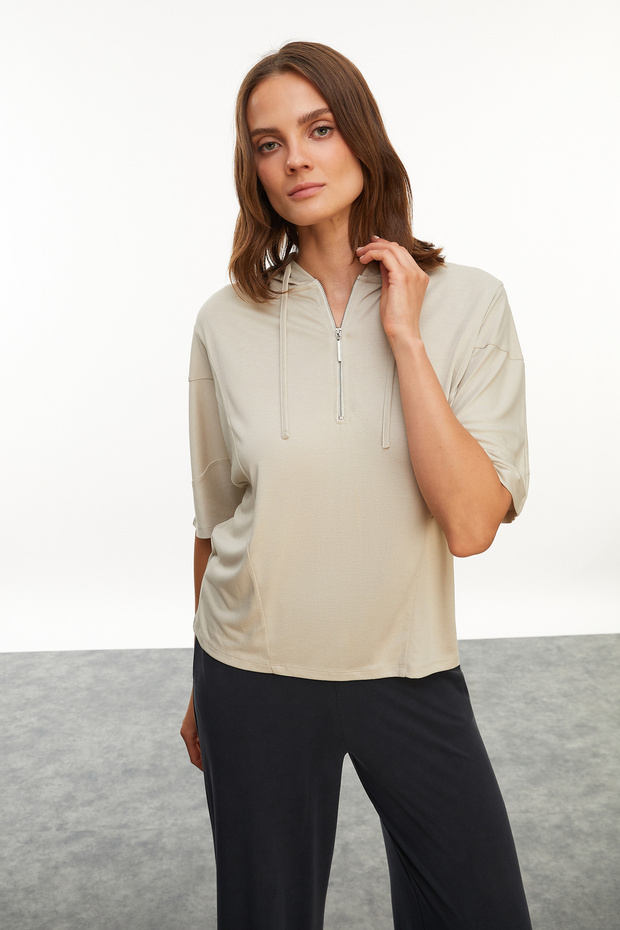 MODAL KARIŞIMLI OVERSIZE KAPÜŞONLU SWEATSHIRT - 1