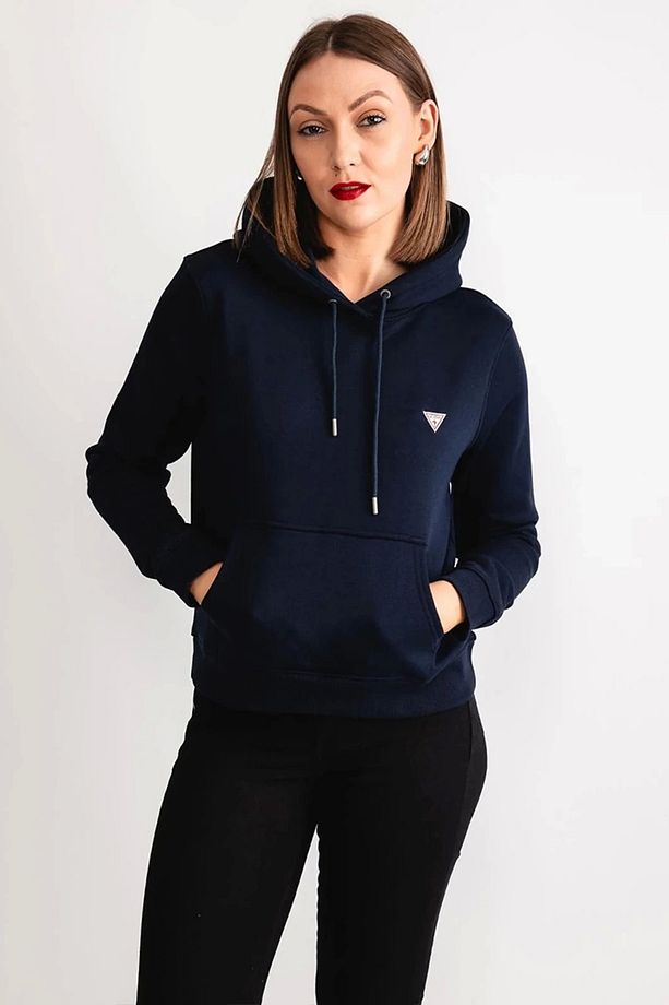 Jeans Kadın Polar Logolu Kapüşonlu Lacivert Sweatshirt - 1