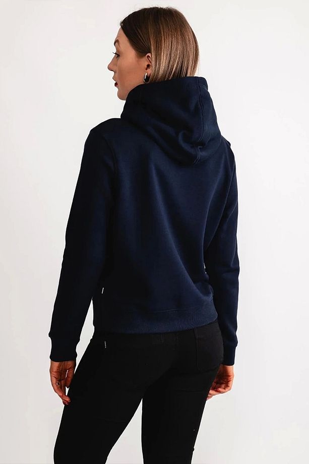 Jeans Kadın Polar Logolu Kapüşonlu Lacivert Sweatshirt - 3