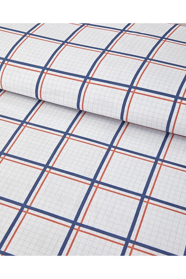 Modern Checkers Tek Kişilik Nevresim Takımı Mavi-Turuncu - 1
