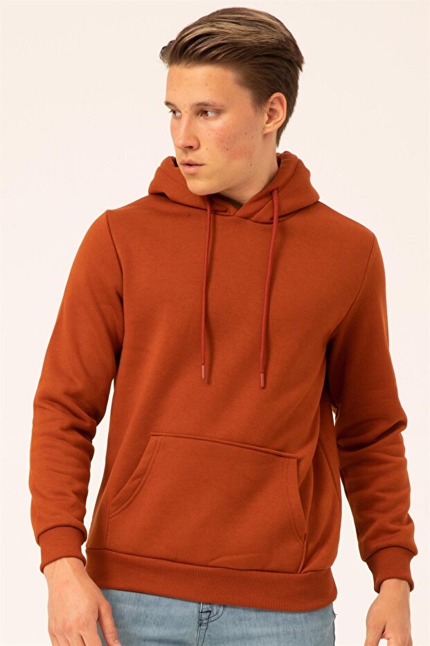 Suwari Orange Hooded Men's Sweatshirt