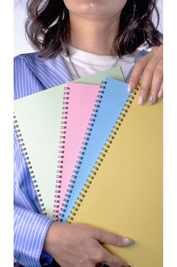 A4 Spiralli Okul Defteri 50 Yaprak 100 Sayfa 4'lü Set - Kareli Defter - Renkli Defter - 5