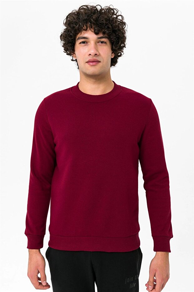 Süvari O Yaka Bordo Sweat - 1
