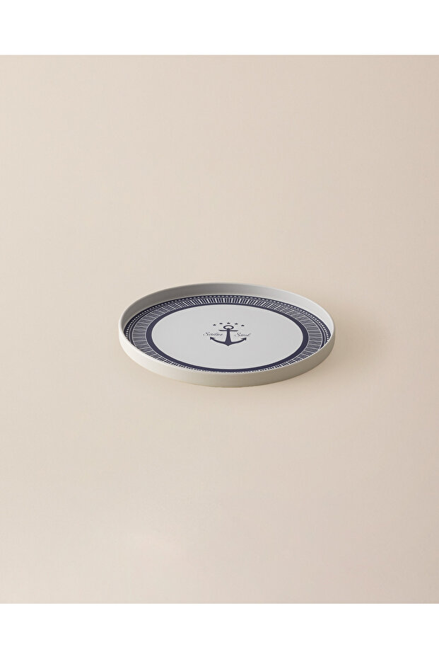 Volet Round Presentation Tray - Navy/White